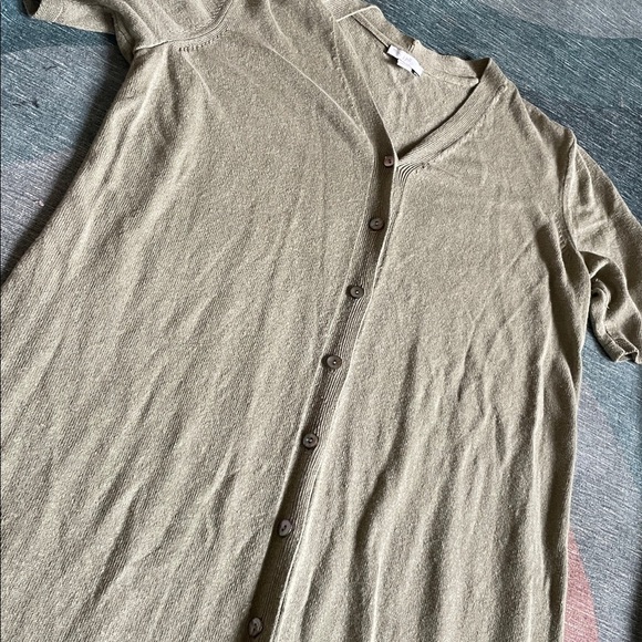 J Jill Olive Green Button-Up Linen Cottage Core Midi Dress - Picture 7 of 9